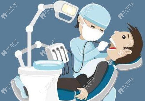 牙科医生治疗过程的卡通图