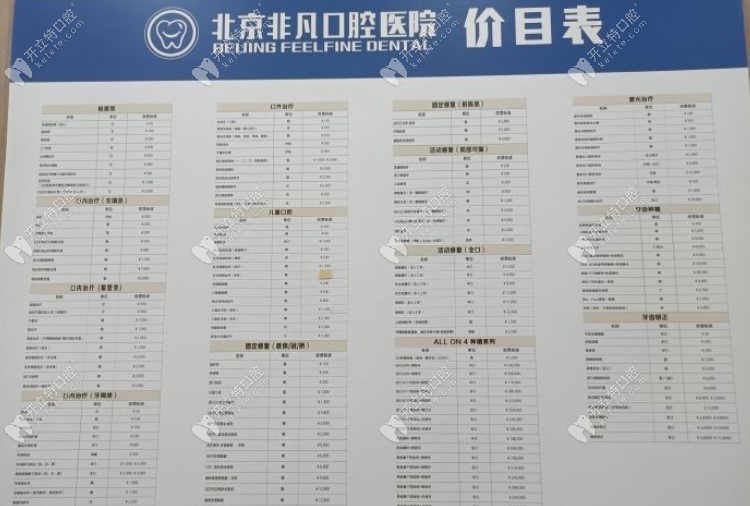 北京非凡口腔·福斯曼隱形矯正非凡口腔醫(yī)院價目表