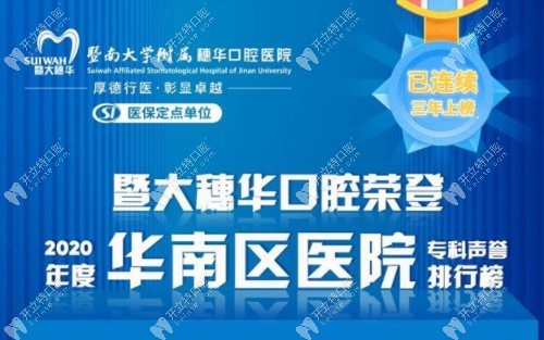 广州穗华口腔再登“2020年度华南口腔专科医院声誉排行榜”!