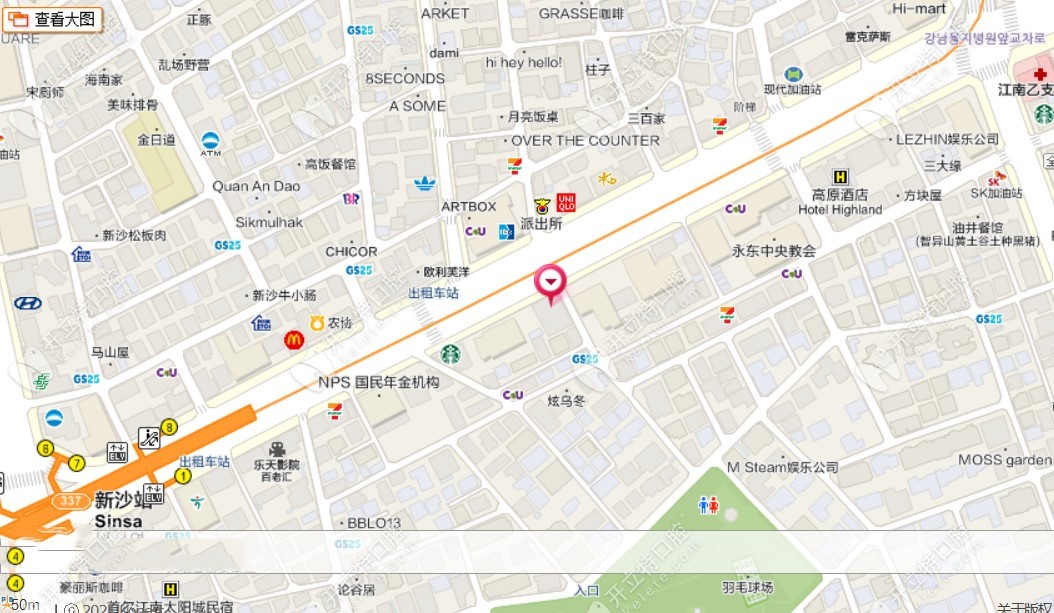 韩国id牙科医院附近交通路线图