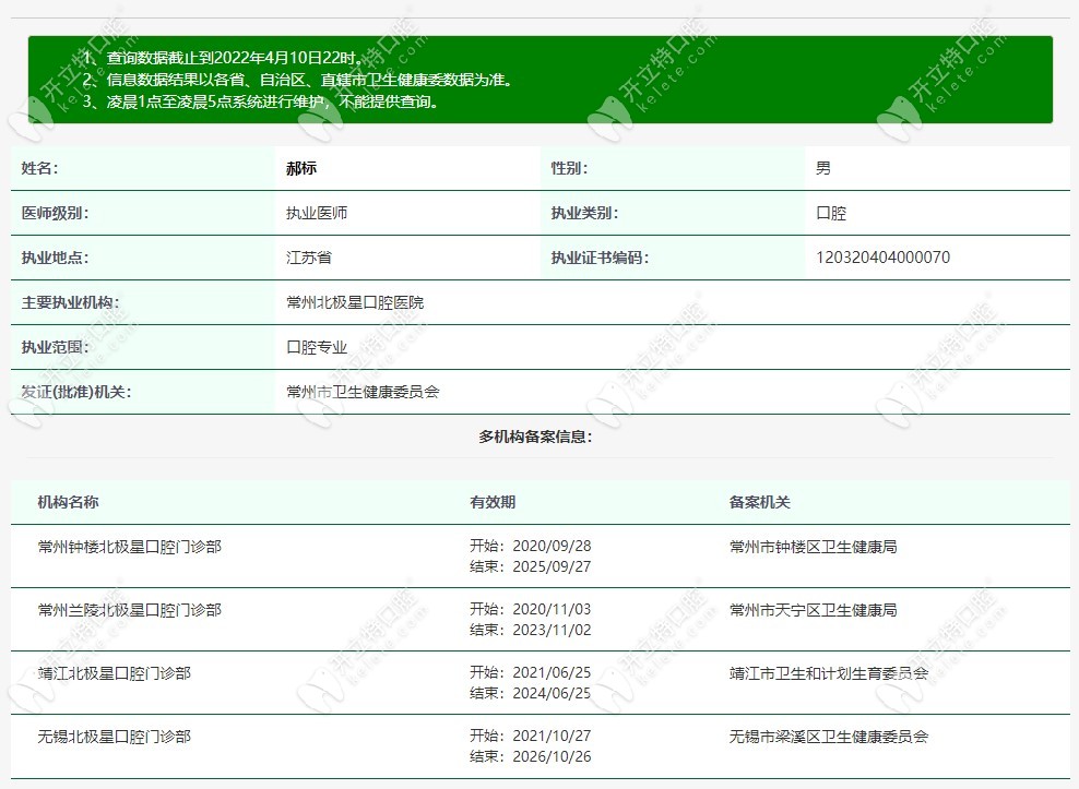 郝標(biāo)醫(yī)生在《醫(yī)生執(zhí)業(yè)注冊信息》上的審核信息