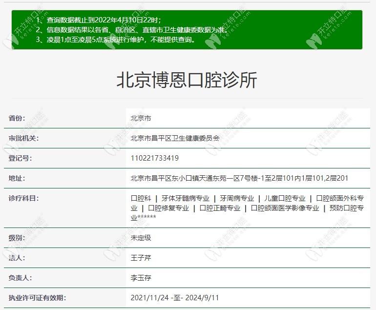北京博恩口腔诊所的审核信息