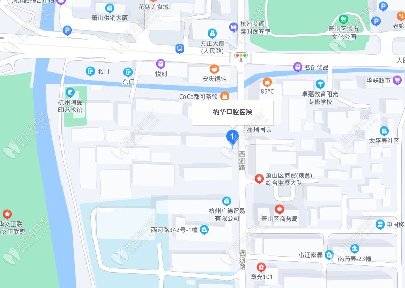 杭州萧山纳华口腔西河路门诊地图上详细位置