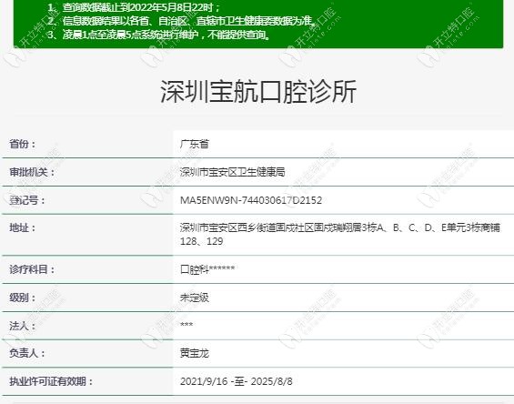 深圳寶航口腔診所注冊信息