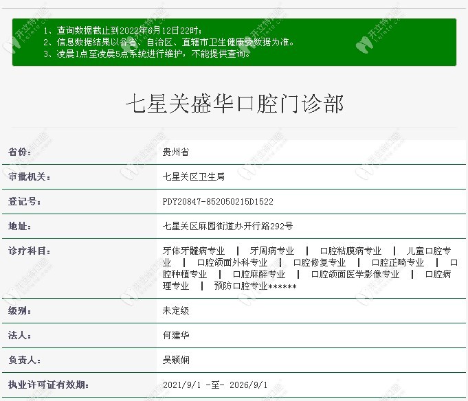 畢節(jié)七星關(guān)盛華口腔審核信息1