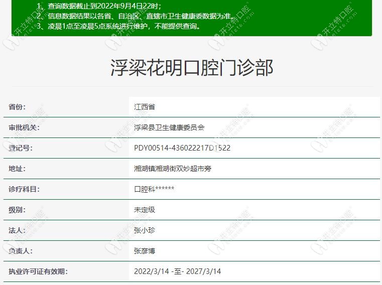 景德镇花明口腔资质信息