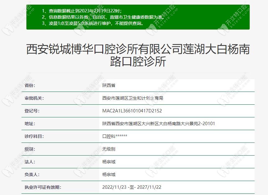 西安銳城博華口腔診所認(rèn)證信息