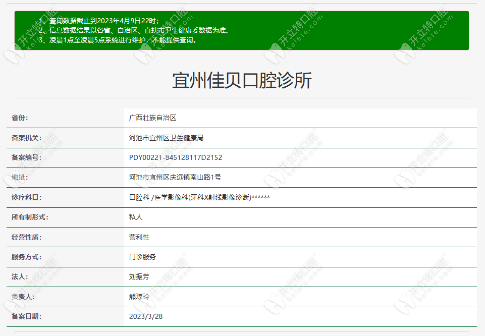 河池市宜州佳贝口腔诊所资质