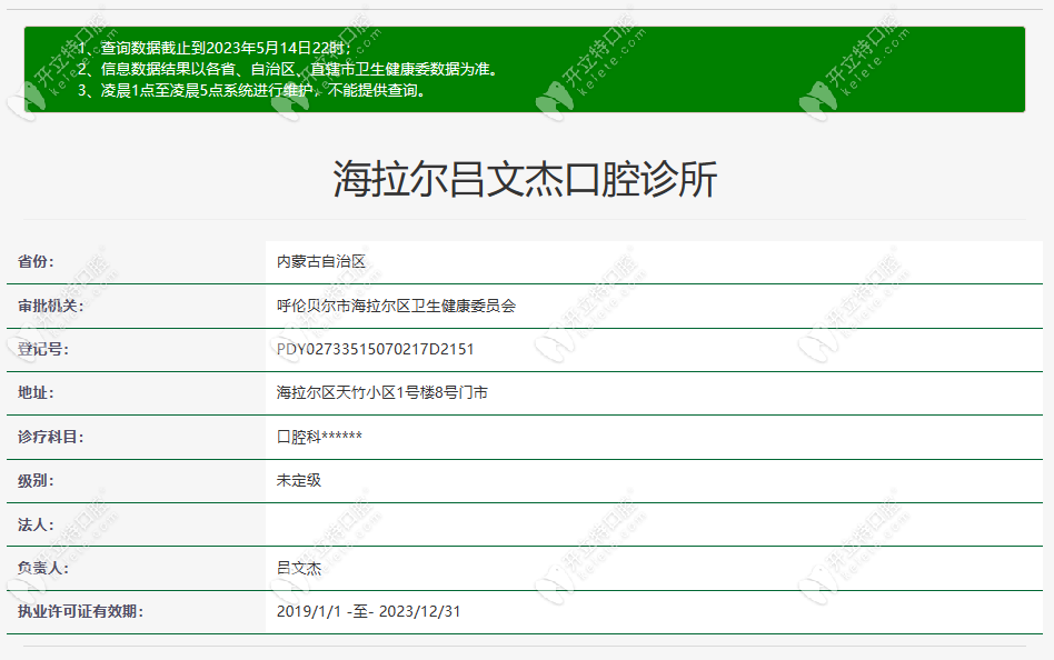 呼倫貝爾市海拉爾呂文杰口腔資質(zhì)