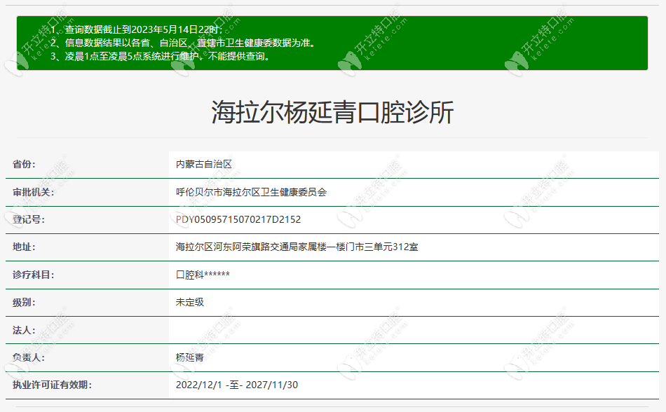 呼倫貝爾市海拉爾楊延青口腔資質(zhì)