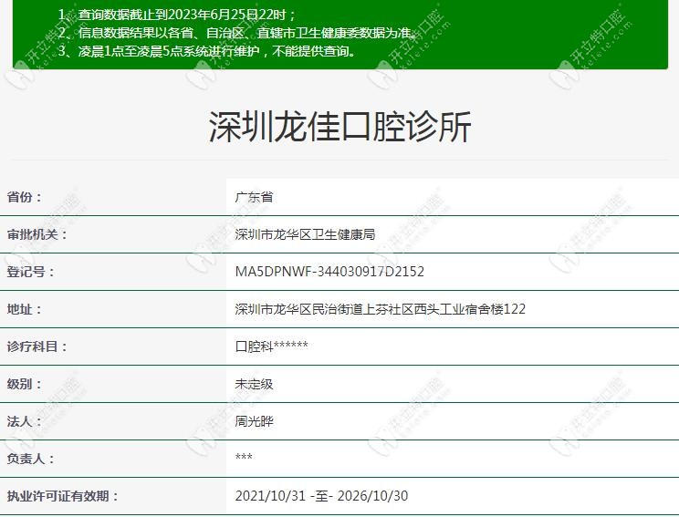 深圳龙佳口腔诊所注册信息kelete.com