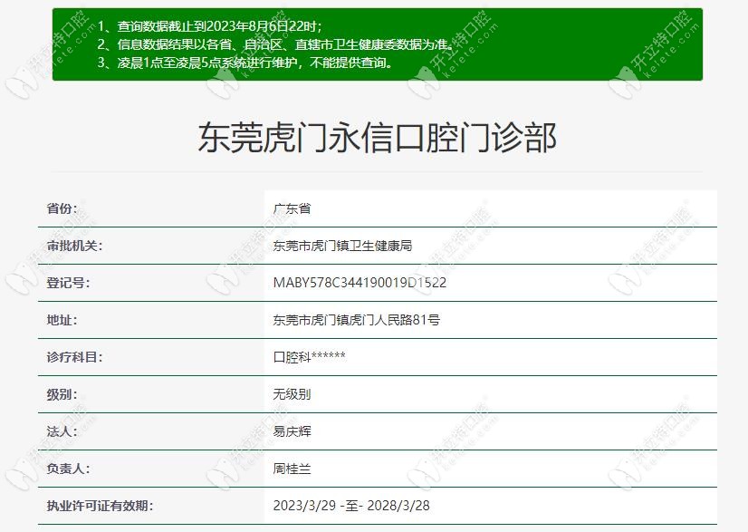 虎门永信口腔医疗资质www.kelete.com