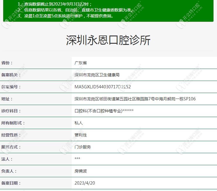 深圳永恩口腔诊所注册信息