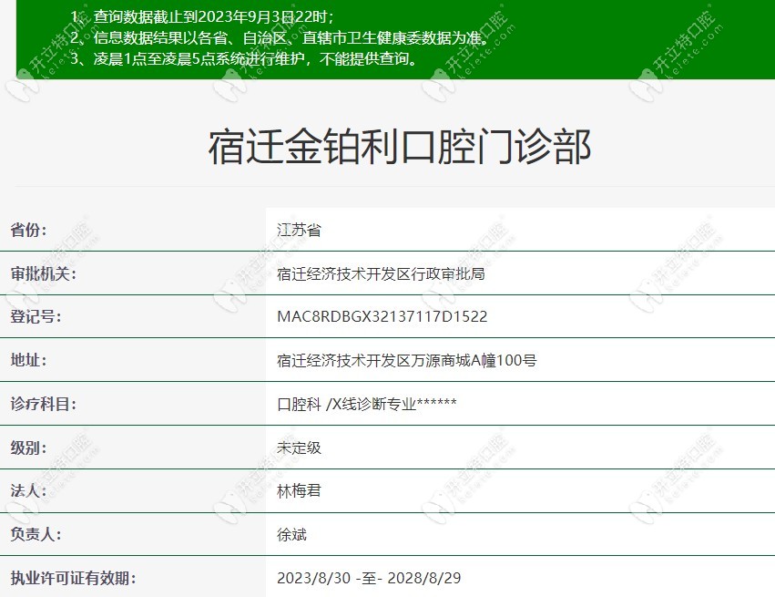 宿遷金鉑利口腔門(mén)診部的資質(zhì)