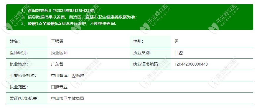 王强勇医生资质www.kelete.com