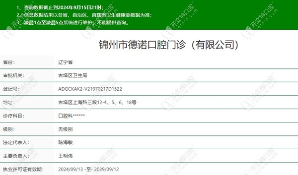 錦州市德諾口腔門診醫(yī)療資質(zhì)