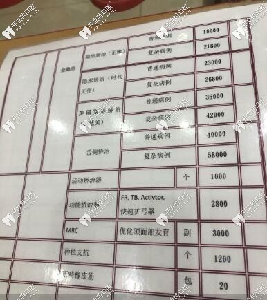 武漢皓諾口腔牙齒矯正價(jià)格表