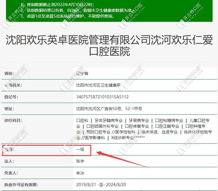 沈陽歡樂口腔一級資質(zhì)