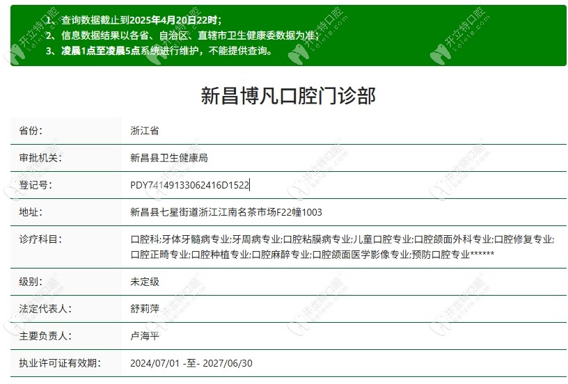 紹興新昌博凡口腔新昌博凡口腔資質(zhì)