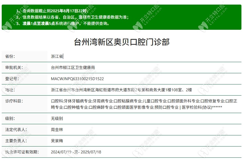 臺州奧貝口腔資質(zhì)