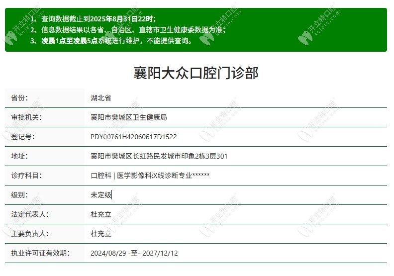 襄陽大眾口腔門診部襄陽大眾口腔資質(zhì)
