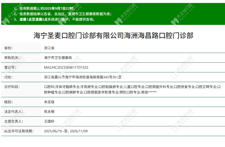 海寧圣麥口腔海昌路門診部海寧圣麥口腔海昌路門診部資質(zhì)