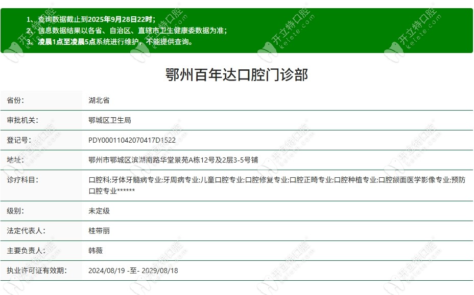鄂州百年达口腔门诊是正规的品牌