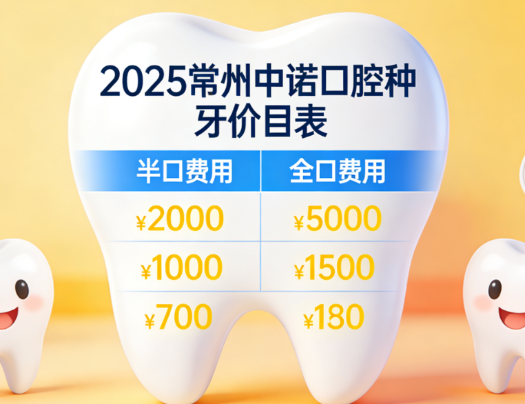 常州中諾口腔種牙價格多少？2025新版價目曝光，半口全口費用全公開