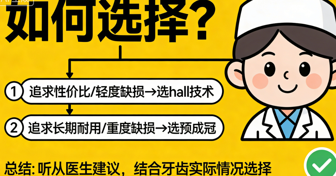 hall技術(shù)與預成冠的維持時間及性價比——“短期微創(chuàng)”與“長期保護”的選擇